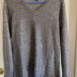 The Limited Gray Sequin Knit Top